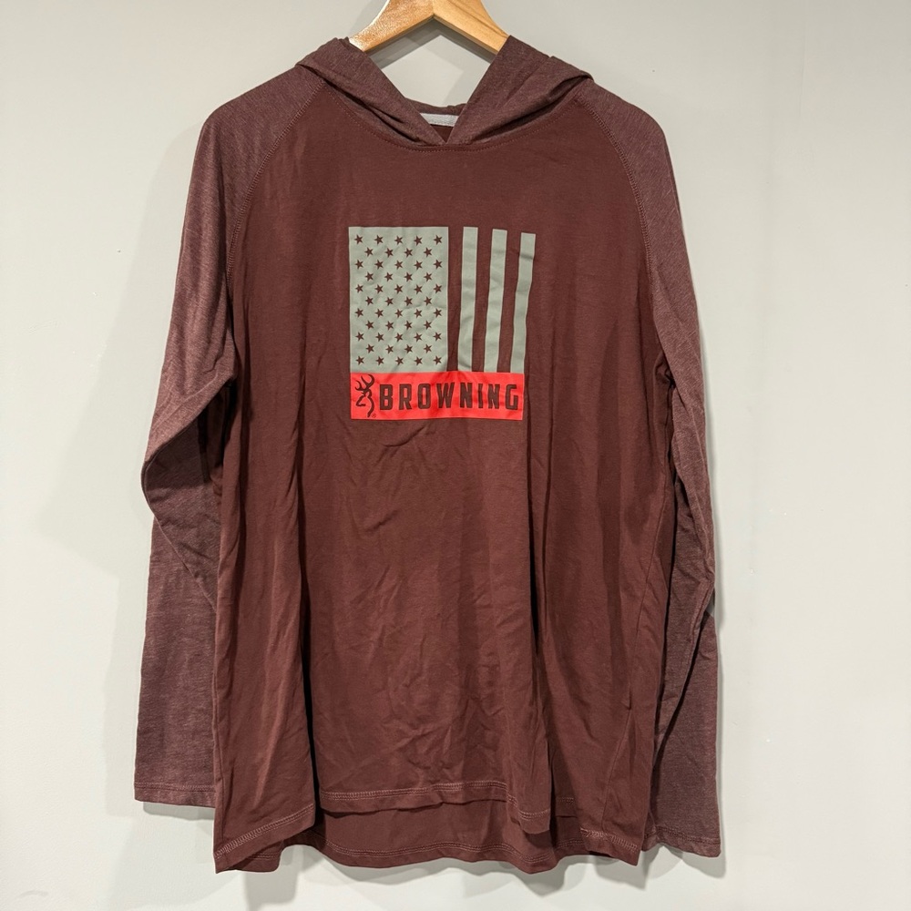 Browning Maroon Hoodie with Flag Design